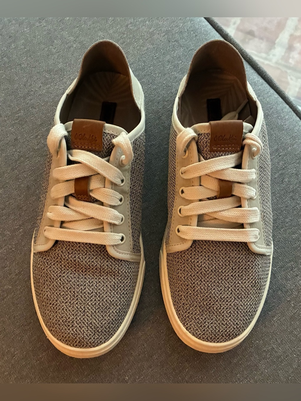 Casual Women’s OluKai Knit Lace-Up Sneakers in Taupe Size 7